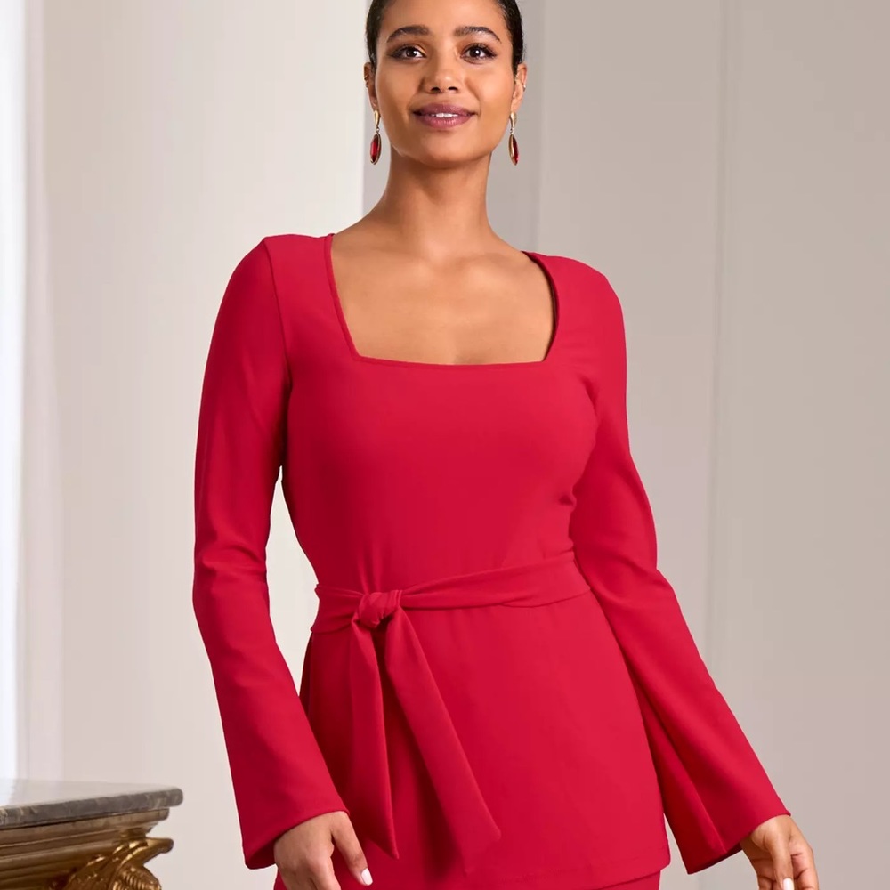 Square neck Elegant Red Long Sleeve Top …bought 2